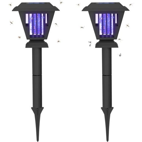 2 Pack Solar Bug Zapper Outdoor Solar Powered Bug Zapper LED Mosquito Killer Lig - Picture 1 of 6